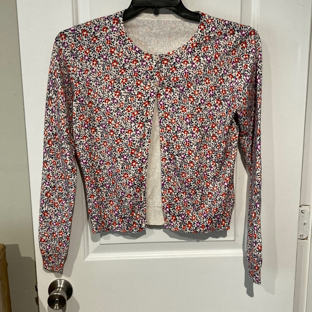 Ann Taylor Flowered Cotton Cardigan